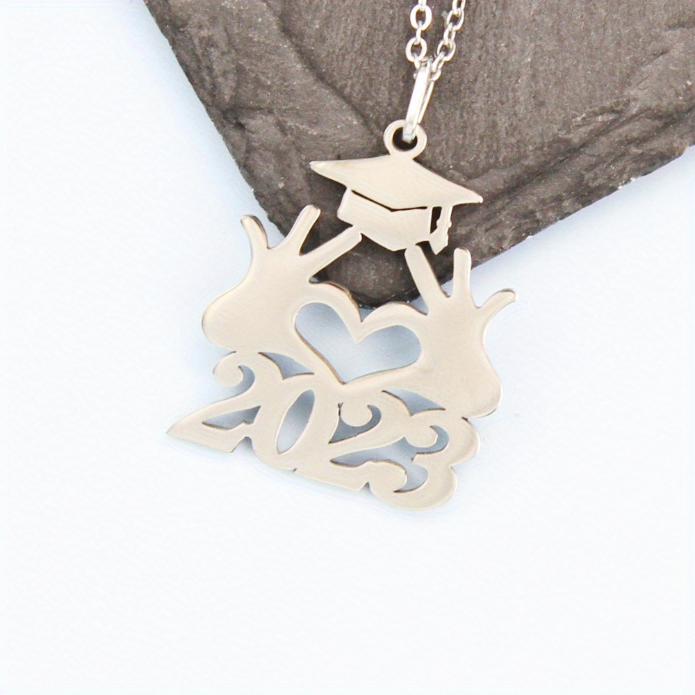 Bachelors Cap Pendant Necklace Stainless Steel Graduation Gift